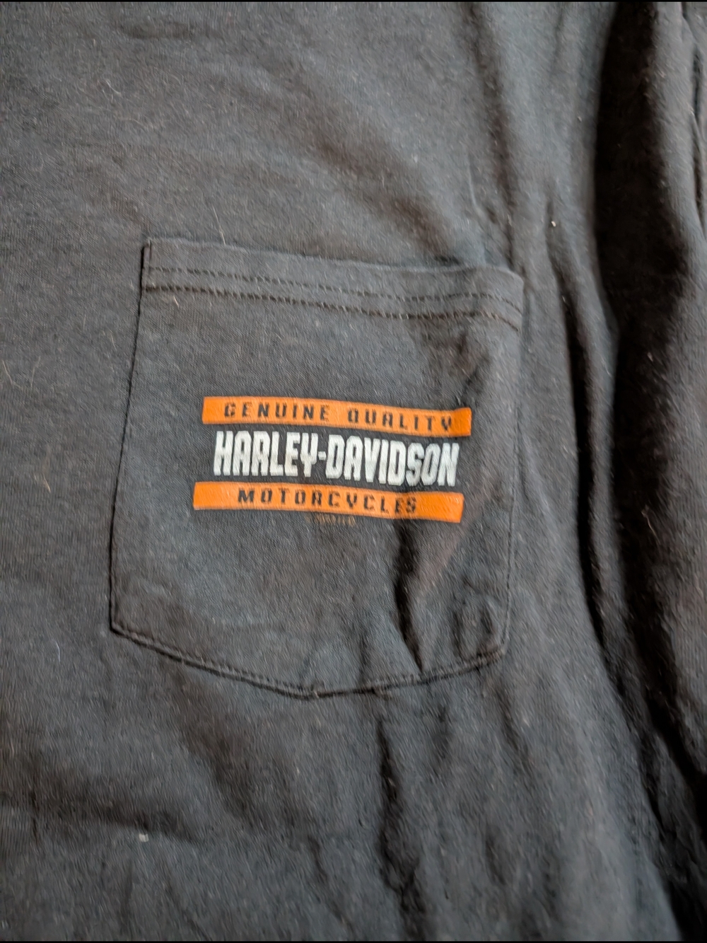 Harley‑Davidson Black Pocket Tee with Orange Logo